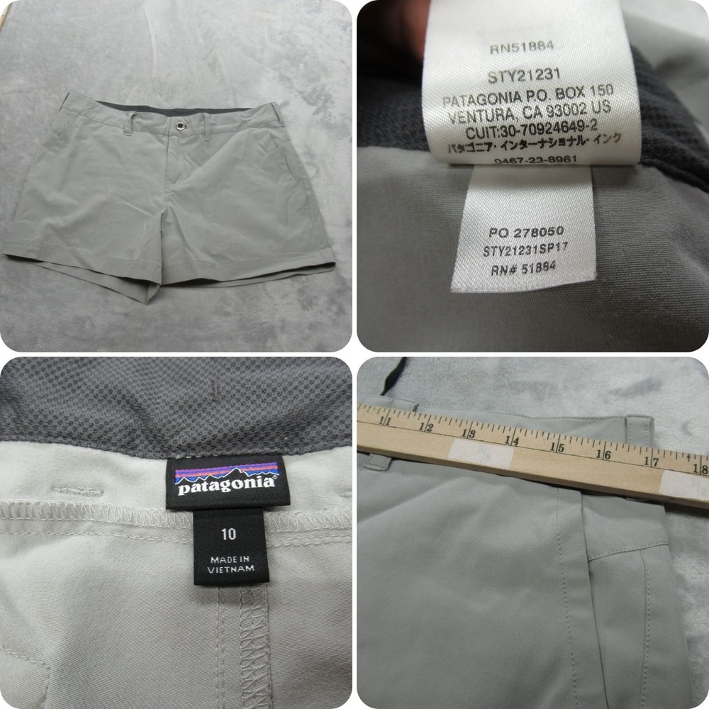 Patagonia Shorts Womens 10 Gray Pockets‎ Drawcord Waist Happy Hike Climbing READ